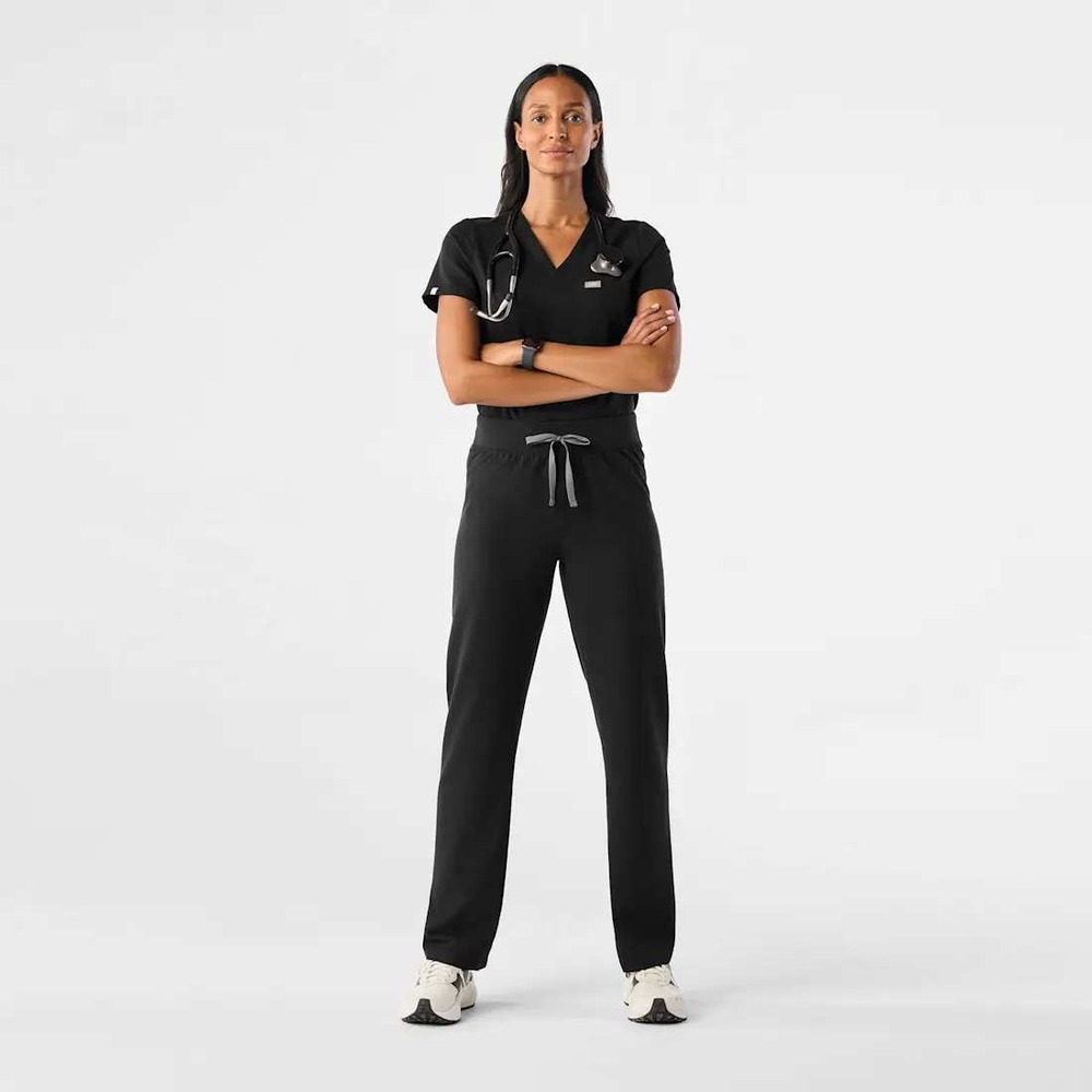 FIGS HW Livingston Scrub Pants Black Straight Leg XXL High Rise Womens